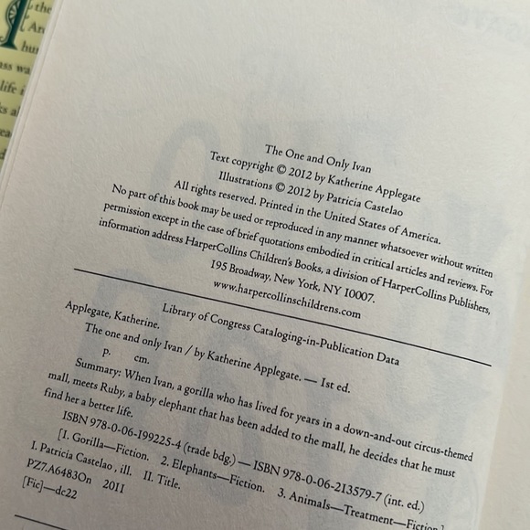 🌟First Edition-The One and Only Ivan 🦍 by Katherine Applegate - Picture 5 of 8